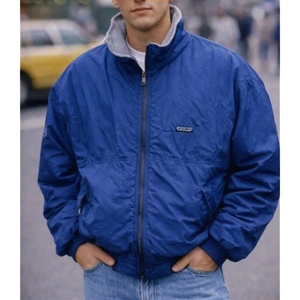 Vintage Patagonia Shelled Synchilla Jacket Mens Large Blue Bomber Made in USA